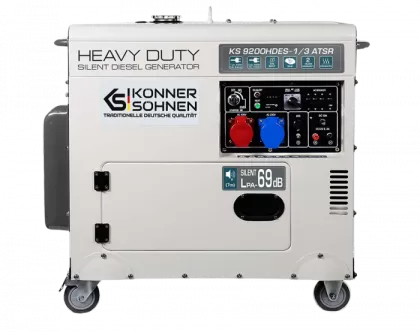 Groupe électrogène diesel Konner & Sohnen KS 9200HDES-1/3 ATSR Silent, 7,5 kW, insonorisé, Diesel Euro 5, monophasé/triphasé, 18 CV