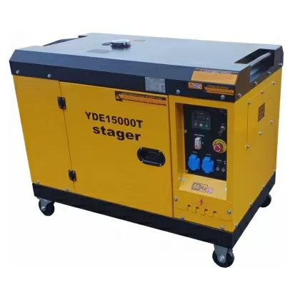 Stager YDE1500T Hangszigetelt háromfázisú dízel generátor 9,6 kW, 16A