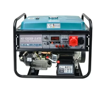 Generatore a benzina,  Konner & Sohnen KS 10000E-3, con ATS 400V, 8 kW, Sia monofase (230V) che trifase (400V), Capacità serbatoio 25 l, Display LED, Tipo di motore Motore a benzina, 1 cilindro, quattro tempi, raffreddato ad aria