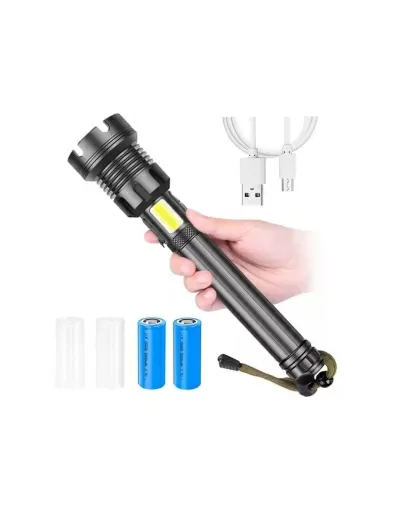 F226-P120 LED-Taschenlampe aus Metall. P120. Starke Notbeleuchtung und Powerbank-Funktion