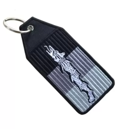 PORTE-CLÉS BRODÉ DACIC WOLF STRIPES CONTOUR GRIS NOIR