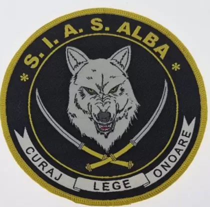 EMBLEMA ROTUNDA TESUTA LUPUL DACIC SIAS ALBA