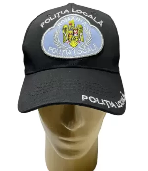 CASQUETTE DE POLICE LOCALE, COMPLÈTE, NOIRE, AVEC EMBLÈME, S