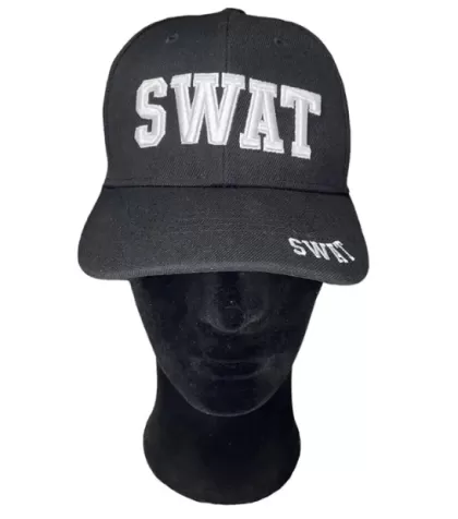 CAPPELLO INTERO SWAT NERO CON SCRITTA BIANCA - MP1