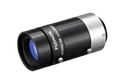 Fujinon HF50XA-5M 2/3" 50 mm F2.4 kézi írisz C-ba szerelhető objektív, kompakt méret, alacsony torzítás, 5 megapixel névleges (3,45 mikronos pixeltávolsághoz)