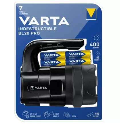 Lampe de poche VARTA Indestructible BL20 Pro avec 6 piles AA