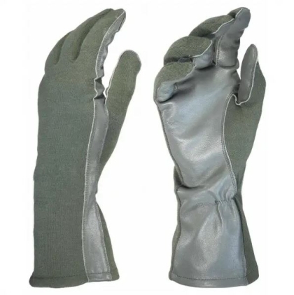 PILOT GLOVES IN NOMEX AND LEATHER, RESISTANT THREAD, SIZE XL, COLOR KHAKI GREEN