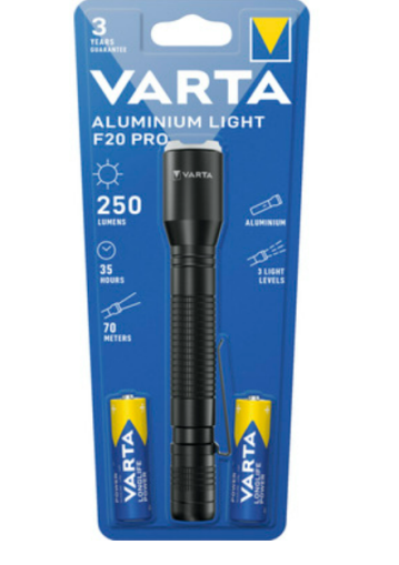 Flashlight Varta Aluminium Light F20 Pro LED incl 2AA