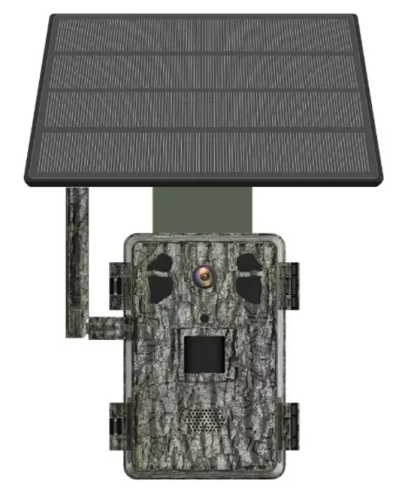 EXTERIOR CAMERA WITH SOLAR PANEL FOR ANIMAL SURVEILLANCE, CAMOUFLAGE