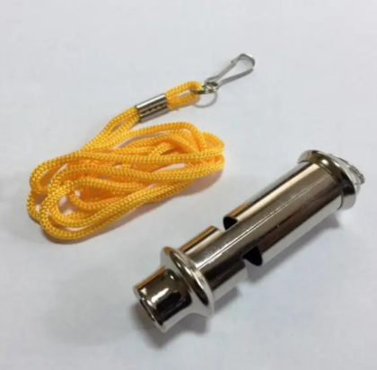 METAL WHISTLE WITH YELLOW CORD