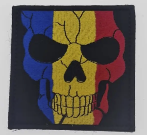 EMBROIDERED SQUARE EMBROIDERED SKULL T-SHIRT BADGE