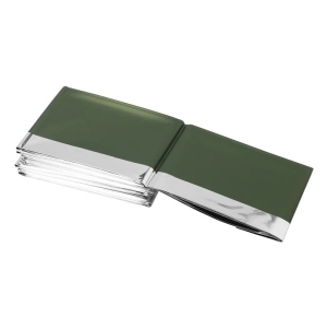 EMERGENCY BLANKET, ISOTERM 150x200 CM GREEN COLOR WITH SILVER