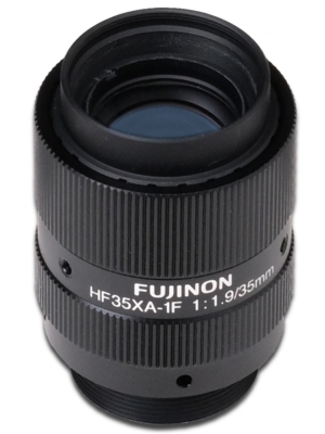 Fujinon HF35XA-1F 2/3" 35mm F1.9/F5.2/F10.4 Fixed Iris & Focus C-Mount Lens, Ruggedized Type, Compact Size, 5 Megapixel